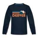 Denver, Colorado Youth Long Sleeve Shirt - Retro Mountain Youth Long Sleeve Denver Tee - deep navy