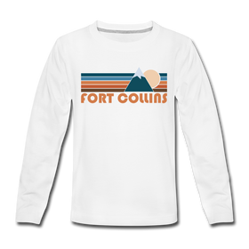 Fort Collins, Colorado Youth Long Sleeve Shirt - Retro Mountain Youth Long Sleeve Fort Collins Tee