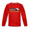 Fort Collins, Colorado Youth Long Sleeve Shirt - Retro Mountain Youth Long Sleeve Fort Collins Tee - red