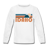 Idaho Youth Long Sleeve Shirt - Retro Mountain Youth Long Sleeve Idaho Tee - white