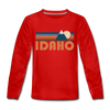 Idaho Youth Long Sleeve Shirt - Retro Mountain Youth Long Sleeve Idaho Tee - red