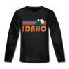 Idaho Youth Long Sleeve Shirt - Retro Mountain Youth Long Sleeve Idaho Tee - charcoal gray