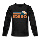 Idaho Youth Long Sleeve Shirt - Retro Mountain Youth Long Sleeve Idaho Tee - charcoal gray