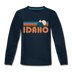 Idaho Youth Long Sleeve Shirt - Retro Mountain Youth Long Sleeve Idaho Tee - deep navy