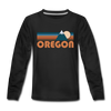 Oregon Youth Long Sleeve Shirt - Retro Mountain Youth Long Sleeve Oregon Tee - black