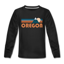 Oregon Youth Long Sleeve Shirt - Retro Mountain Youth Long Sleeve Oregon Tee - black