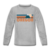 Oregon Youth Long Sleeve Shirt - Retro Mountain Youth Long Sleeve Oregon Tee - heather gray