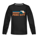 Park City, Utah Youth Long Sleeve Shirt - Retro Mountain Youth Long Sleeve Park City Tee - black