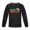 Park City, Utah Youth Long Sleeve Shirt - Retro Mountain Youth Long Sleeve Park City Tee - black