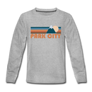 Park City, Utah Youth Long Sleeve Shirt - Retro Mountain Youth Long Sleeve Park City Tee - heather gray