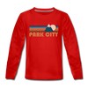 Park City, Utah Youth Long Sleeve Shirt - Retro Mountain Youth Long Sleeve Park City Tee - red