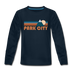 Park City, Utah Youth Long Sleeve Shirt - Retro Mountain Youth Long Sleeve Park City Tee - deep navy