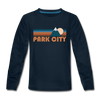 Park City, Utah Youth Long Sleeve Shirt - Retro Mountain Youth Long Sleeve Park City Tee