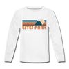 Estes Park, Colorado Youth Long Sleeve Shirt - Retro Mountain Youth Long Sleeve Estes Park Tee - white
