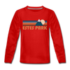 Estes Park, Colorado Youth Long Sleeve Shirt - Retro Mountain Youth Long Sleeve Estes Park Tee - red