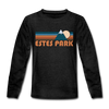 Estes Park, Colorado Youth Long Sleeve Shirt - Retro Mountain Youth Long Sleeve Estes Park Tee - charcoal gray