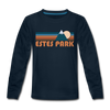Estes Park, Colorado Youth Long Sleeve Shirt - Retro Mountain Youth Long Sleeve Estes Park Tee - deep navy