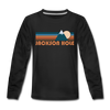 Jackson Hole, Wyoming Youth Long Sleeve Shirt - Retro Mountain Youth Long Sleeve Jackson Hole Tee - black