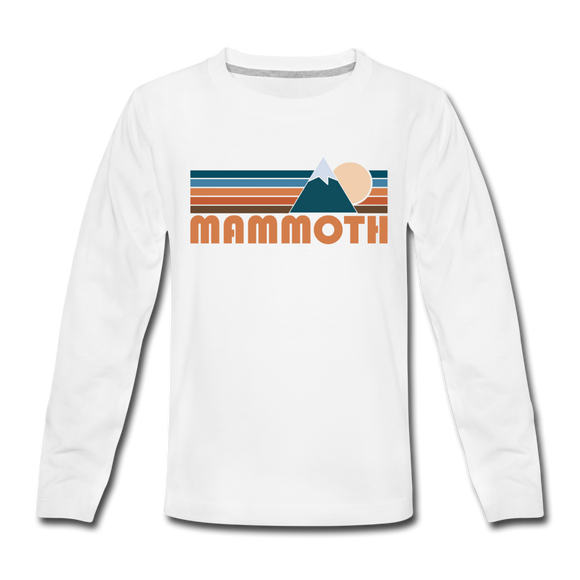 Mammoth, California Youth Long Sleeve Shirt - Retro Mountain Youth Long Sleeve Mammoth Tee - white