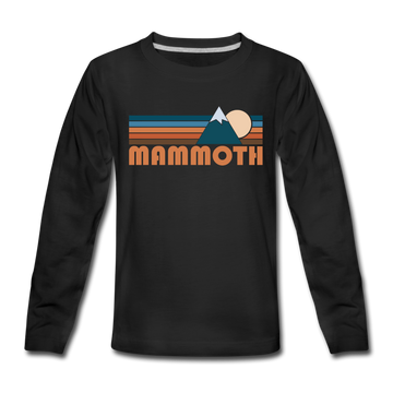 Mammoth, California Youth Long Sleeve Shirt - Retro Mountain Youth Long Sleeve Mammoth Tee - black