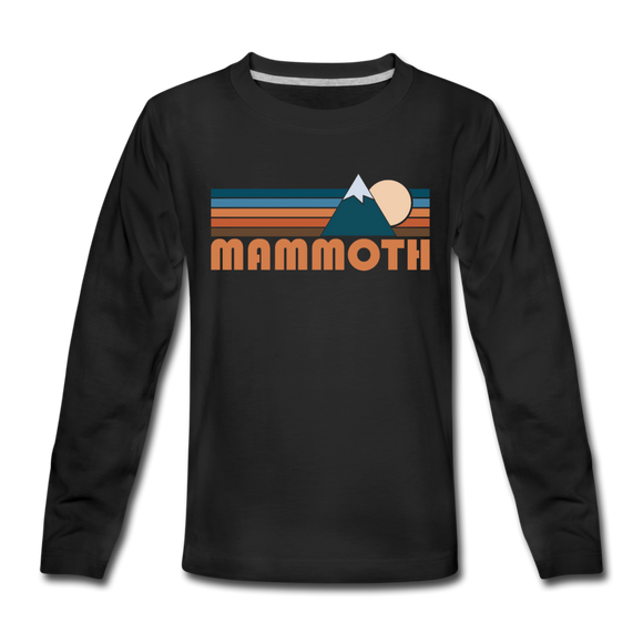 Mammoth, California Youth Long Sleeve Shirt - Retro Mountain Youth Long Sleeve Mammoth Tee - black