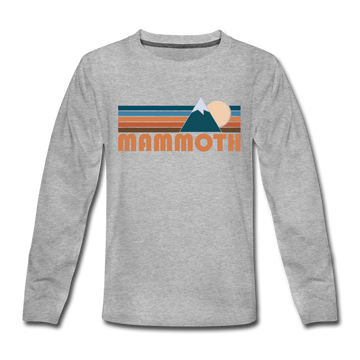 Mammoth, California Youth Long Sleeve Shirt - Retro Mountain Youth Long Sleeve Mammoth Tee - heather gray