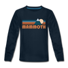 Mammoth, California Youth Long Sleeve Shirt - Retro Mountain Youth Long Sleeve Mammoth Tee - deep navy