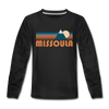 Missoula, Montana Youth Long Sleeve Shirt - Retro Mountain Youth Long Sleeve Missoula Tee - black
