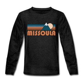 Missoula, Montana Youth Long Sleeve Shirt - Retro Mountain Youth Long Sleeve Missoula Tee