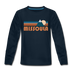 Missoula, Montana Youth Long Sleeve Shirt - Retro Mountain Youth Long Sleeve Missoula Tee - deep navy