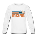 Moab, Utah Youth Long Sleeve Shirt - Retro Mountain Youth Long Sleeve Moab Tee - white