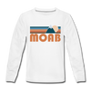 Moab, Utah Youth Long Sleeve Shirt - Retro Mountain Youth Long Sleeve Moab Tee - white