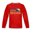 Moab, Utah Youth Long Sleeve Shirt - Retro Mountain Youth Long Sleeve Moab Tee - red