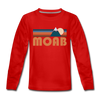 Moab, Utah Youth Long Sleeve Shirt - Retro Mountain Youth Long Sleeve Moab Tee - red
