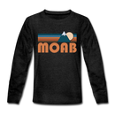 Moab, Utah Youth Long Sleeve Shirt - Retro Mountain Youth Long Sleeve Moab Tee - charcoal gray