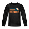 Moab, Utah Youth Long Sleeve Shirt - Retro Mountain Youth Long Sleeve Moab Tee - charcoal gray