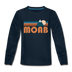 Moab, Utah Youth Long Sleeve Shirt - Retro Mountain Youth Long Sleeve Moab Tee - deep navy