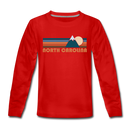 North Carolina Youth Long Sleeve Shirt - Retro Mountain Youth Long Sleeve North Carolina Tee - red