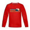 North Carolina Youth Long Sleeve Shirt - Retro Mountain Youth Long Sleeve North Carolina Tee - red