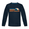 North Carolina Youth Long Sleeve Shirt - Retro Mountain Youth Long Sleeve North Carolina Tee - deep navy