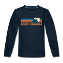 North Carolina Youth Long Sleeve Shirt - Retro Mountain Youth Long Sleeve North Carolina Tee - deep navy