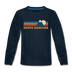 North Carolina Youth Long Sleeve Shirt - Retro Mountain Youth Long Sleeve North Carolina Tee - deep navy