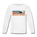 Montana Youth Long Sleeve Shirt - Retro Mountain Youth Long Sleeve Montana Tee - white