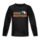 Montana Youth Long Sleeve Shirt - Retro Mountain Youth Long Sleeve Montana Tee - charcoal gray