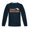 Montana Youth Long Sleeve Shirt - Retro Mountain Youth Long Sleeve Montana Tee - deep navy