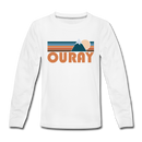 Ouray, Colorado Youth Long Sleeve Shirt - Retro Mountain Youth Long Sleeve Ouray Tee - white