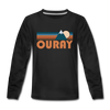 Ouray, Colorado Youth Long Sleeve Shirt - Retro Mountain Youth Long Sleeve Ouray Tee - black