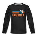 Ouray, Colorado Youth Long Sleeve Shirt - Retro Mountain Youth Long Sleeve Ouray Tee - black