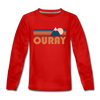 Ouray, Colorado Youth Long Sleeve Shirt - Retro Mountain Youth Long Sleeve Ouray Tee - red