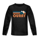 Ouray, Colorado Youth Long Sleeve Shirt - Retro Mountain Youth Long Sleeve Ouray Tee - charcoal gray